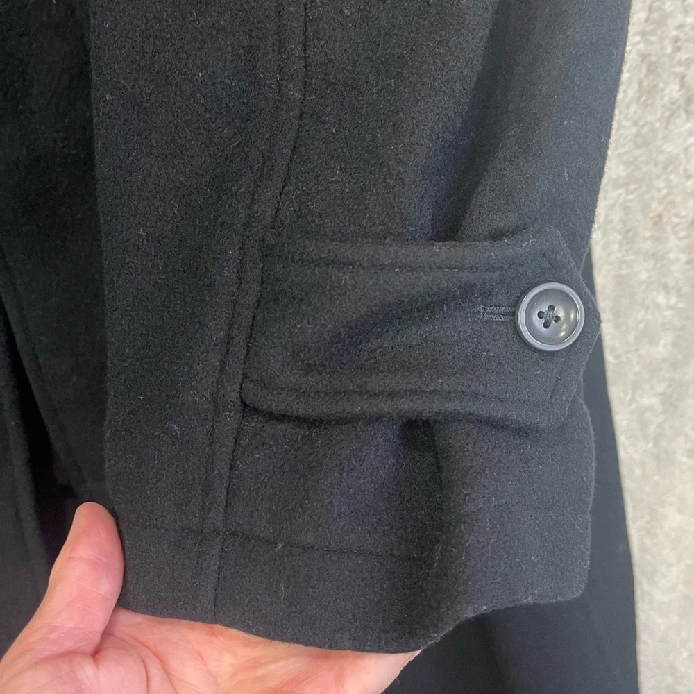 Nautica Men's Black Wool Cashmere Long Dress Coat Sz 46R Sport Classic Career
